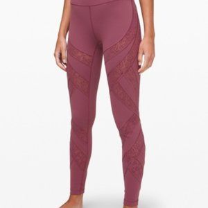 Lululemon Wunder Under Mauve Lace Leggings 4
